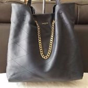 Lanvin Carry Me Black Lambskin w/ Gold Chain Tote